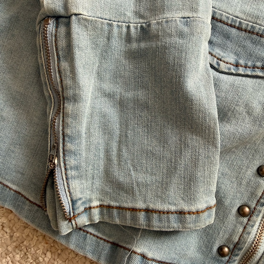 Crazy Train Light Blue Studded Denim Jacket - Picture 4 of 7